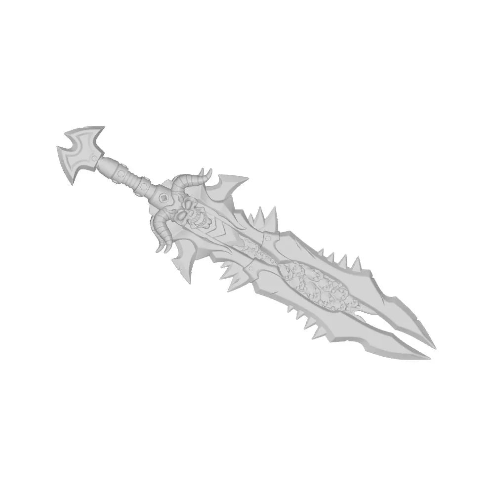 Decorative sword with intricate designs on a white background