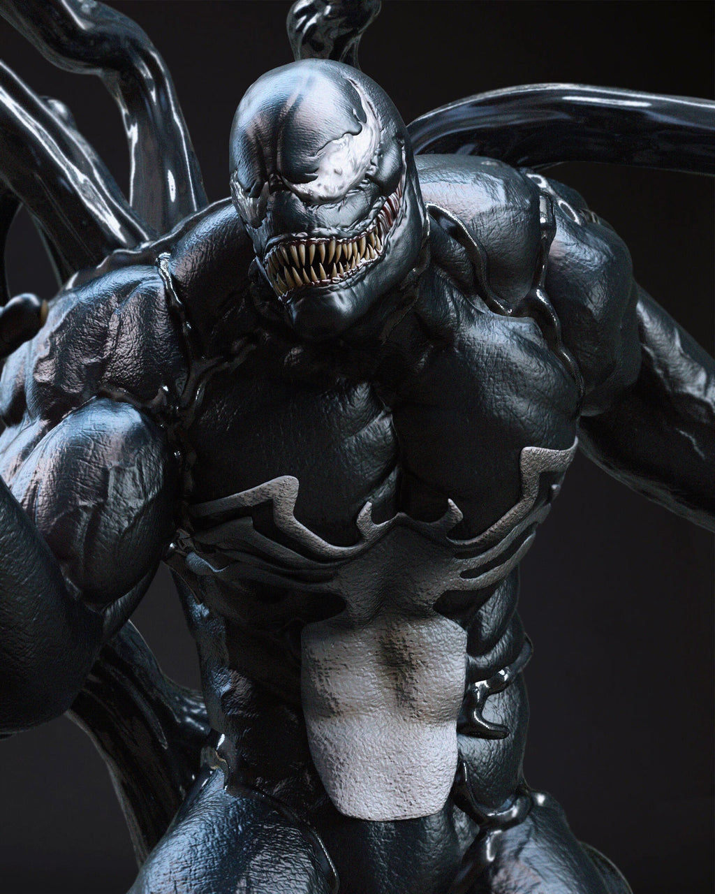 Venom action figure with a dark background