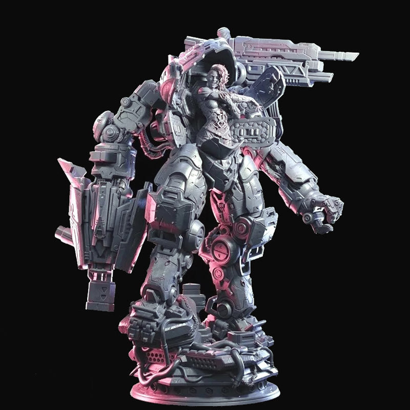 Mechanical figure with a dark background