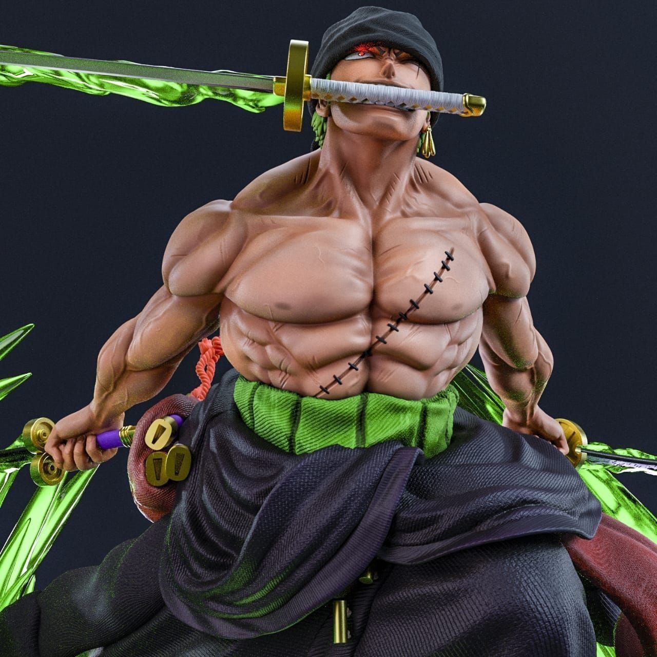 Zoro in Battle One Piece 3D STL File | 3D Printable Model